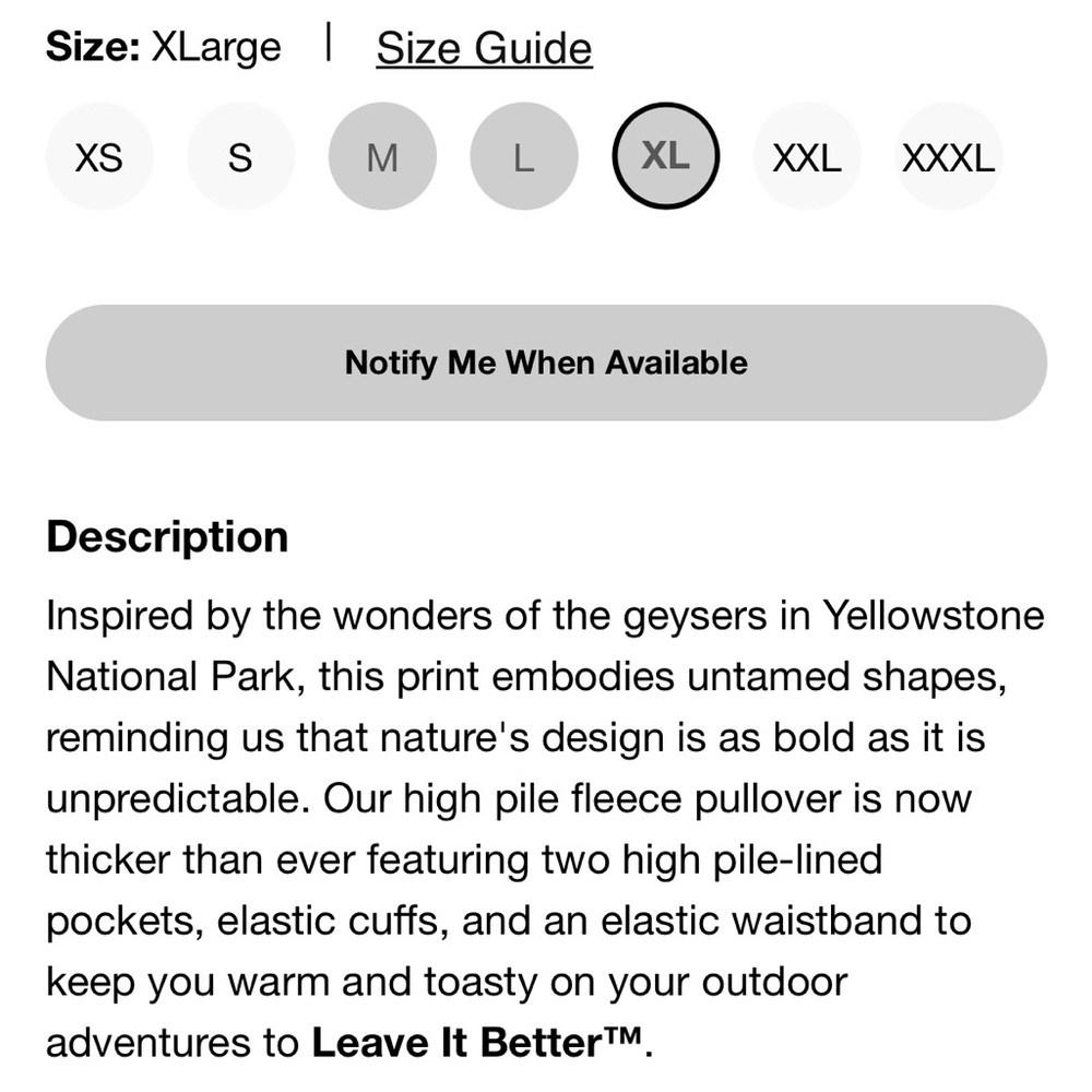 Parks Project Yellowstone Geysers Trail High Pile Fleece - Picture 6 of 6
